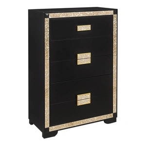 Global Furniture USA Blake 5-Drawer Chest, Black/Gold