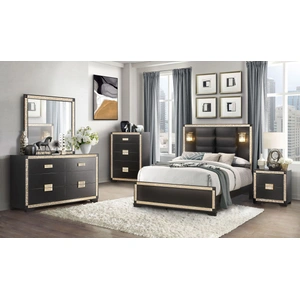 Global Furniture USA Blake 2-Drawer Nightstand, Black/Gold
