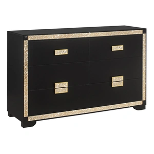 Global Furniture USA Blake 6-Drawer Dresser, Black/Gold