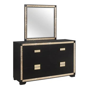 Global Furniture USA Blake 6-Drawer Dresser, Black/Gold
