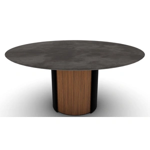 Calligaris Yoroi W62.9-inch Ceramic/Metal/Wood Customizable Round Dining Table