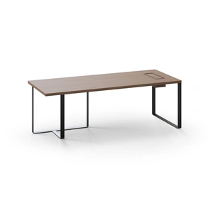 NARBUTAS Plana Executive Desk w/Grommet, Metal Frame & Box for Power Socket