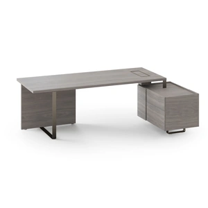 NARBUTAS Plana Executive Storage Desk w/Grommet, Metal Frame, Box for Power Socket & Modesty Panel