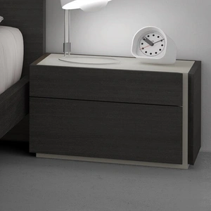 J&M Furniture Faro Premium Wood Veneer Right Nightstand, Wenge/Light Grey Accents