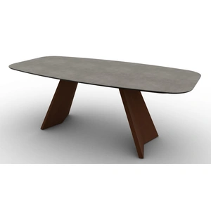 Calligaris Icaro W78.7-inch Ceramic/Wood Customizable Elliptical Dining Table