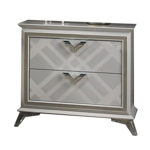 J&M Furniture Brickfield Nightstand w/2 Drawers, Silver