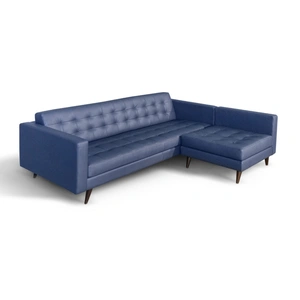 Diven Living Brio Leather Reversible Sectional Sofa, Spessorato Blue Prussia