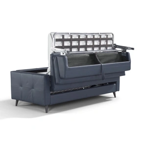 Diven Living Brioso Leather Sofa Bed, Spessorato Blue Prussia