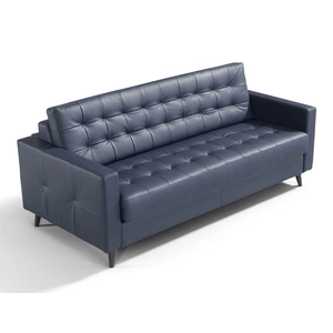 Diven Living Brioso Leather Sofa Bed, Spessorato Blue Prussia