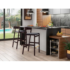 Manhattan Comfort Klismos 40.75-inch Leatherette/Beech Wood Barstool