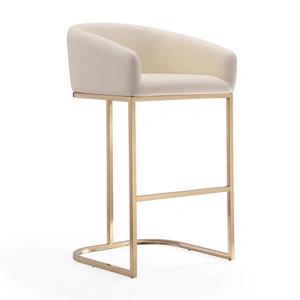 Manhattan Comfort Louvre 40-inch Leatherette/Stainless Steel Barstool