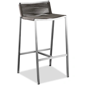 Whiteline Modern Living Stone Outdoor Rope Barstool, Taupe (Set of 4)