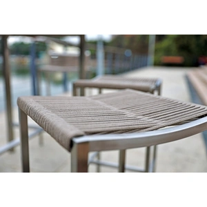 Whiteline Modern Living Stone Outdoor Rope Backless Barstool, Taupe (Set of 4)