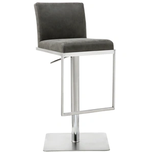 Whiteline Modern Living Clay Adjustable Height Upholstered Barstool, Grey