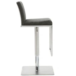 Whiteline Modern Living Clay Adjustable Height Upholstered Barstool, Grey