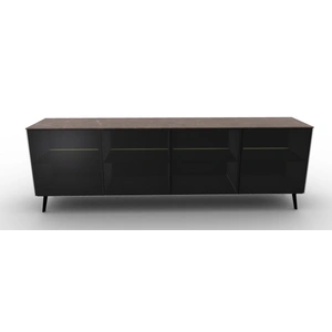 Calligaris Universal Ceramic/Wood Customizable Sideboard w/4 Glass Doors & Metal Legs