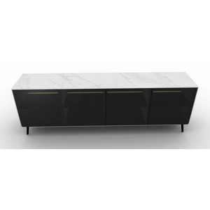 Calligaris Universal Ceramic/Wood Customizable Sideboard w/4 Glass Doors & Metal Legs