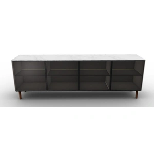 Calligaris Universal Ceramic/Wood Customizable Sideboard w/4 Glass Doors & Wooden Feet