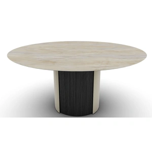 Calligaris Yoroi W55.1-inch Ceramic/Metal/Wood Customizable Round Dining Table
