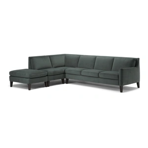 Natuzzi Editions Quiete Fabric/Leather L-Shape Sectional Sofa w/Chaise & Wood Legs