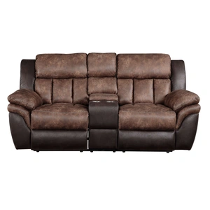 ACME Jaylen Polished Microfiber Reclining Loveseat, Toffee/Espresso