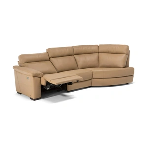 Natuzzi Editions Estremo Fabric/Leather L-Shape Sectional Sofa w/Recliner & Small Round Chaise