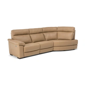 Natuzzi Editions Estremo Fabric/Leather L-Shape Sectional Sofa w/Recliner & Small Round Chaise
