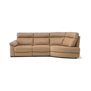 Natuzzi Editions Estremo Fabric/Leather L-Shape Sectional Sofa w/Recliner & Small Round Chaise