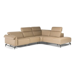 Natuzzi Editions Leggiadro Fabric/Leather L-Shape Sectional Sofa w/Recliner & Small Chaise