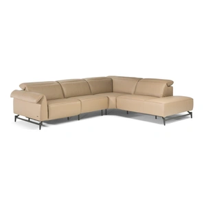 Natuzzi Editions Leggiadro Fabric/Leather L-Shape Sectional Sofa w/Recliner & Small Chaise