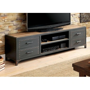 Furniture of America Galway Metal/Wood TV Stand w/4 Drawers, Gray/Natural Tone