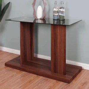 Furniture of America Mannedorf Glass/Paper Veneer Storage Sofa Table