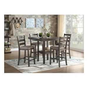 Homelegance Sharon Transitional Counter Height Dining Room Set (Table + 4Chairs), Grey