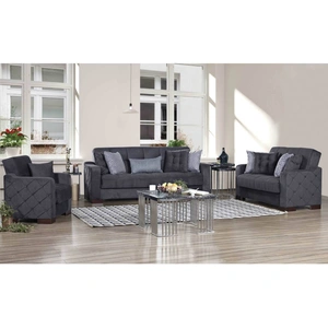 Empire Furniture, USA Cairo Fabric Storage Sleeper Living Room Set, Grey