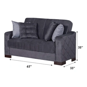 Empire Furniture, USA Cairo Microfiber Fabric Storage Loveseat, Grey