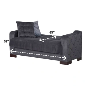 Empire Furniture, USA Cairo Microfiber Fabric Storage Loveseat, Grey