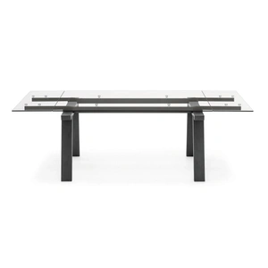 Calligaris Levante W55.1-inch-86.6-inch Rectangular Glass/Wood Dining Table, Transparent/Matt Black/Graphite