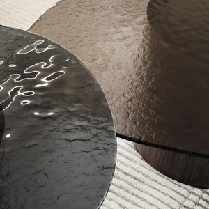 Calligaris Mushroom Tempered Glass/Wood Pedestal Coffee Table