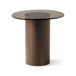 Calligaris Mushroom Tempered Glass/Wood Pedestal End Table