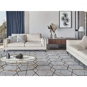 Calligaris Offset Polypropylene/Polyester Hexagonal Pattern Rug