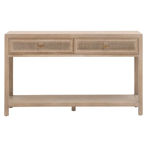 Essentials For Living Cane Wood Console Table w/2 Drawers, Smoke Gray