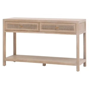 Essentials For Living Cane Wood Console Table w/2 Drawers, Smoke Gray
