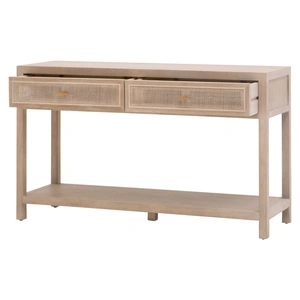 Essentials For Living Cane Wood Console Table w/2 Drawers, Smoke Gray