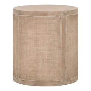 Essentials For Living Cane Wood Round End Table, Smoke Gray