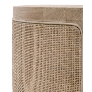 Essentials For Living Cane Wood Round End Table, Smoke Gray