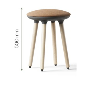 NARBUTAS Cannie Stool for 29.1-inch Height Desks w/Upholstered Seat & Natural Ash Wood Base w/ Glides