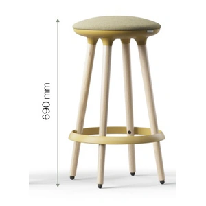NARBUTAS Cannie Medium Hight Stool for 35.4-inch Height Desks w/Upholstered Seat & Natural Ash Wood Base w/Plastic Footring & Glides