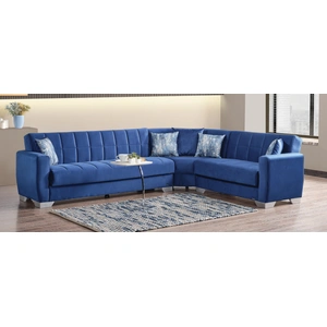Casamode Barato Large L-Shaped Sectional Sofa with Channel Tufting and Plaid Pillows, Compostion 1