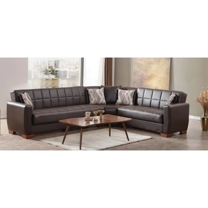 Casamode Barato Large L-Shaped Sectional Sofa with Channel Tufting and Plaid Pillows, Compostion 1