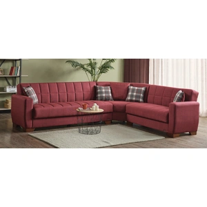 Casamode Barato Large L-Shaped Sectional Sofa with Channel Tufting and Plaid Pillows, Compostion 1